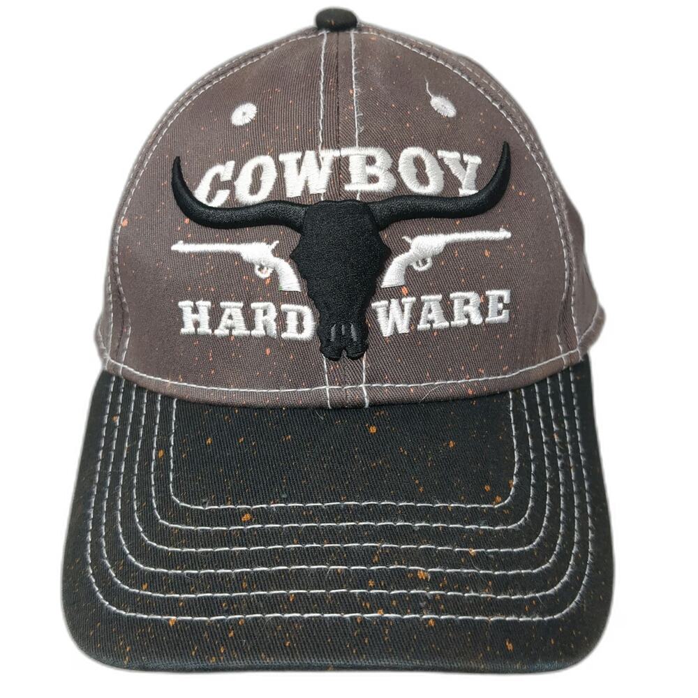 Cowboy Hardware Baseball Cap Gray XL Hat Flex Get A Grip Bull Skull Splatter